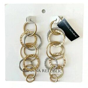 Banana Republic Multi Hoop Chain Link Dangle Earrings Gold Silver 2 Tone NWT